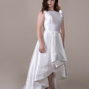 White High Low Prom Pageant Gown